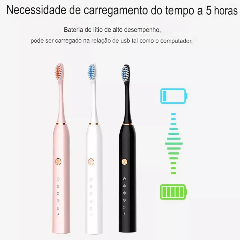 Escova De Dentes Elétrica IPX7 Com Cabeça Substituível Inteligente Ultrassônico À Prova D'água&nbsp;